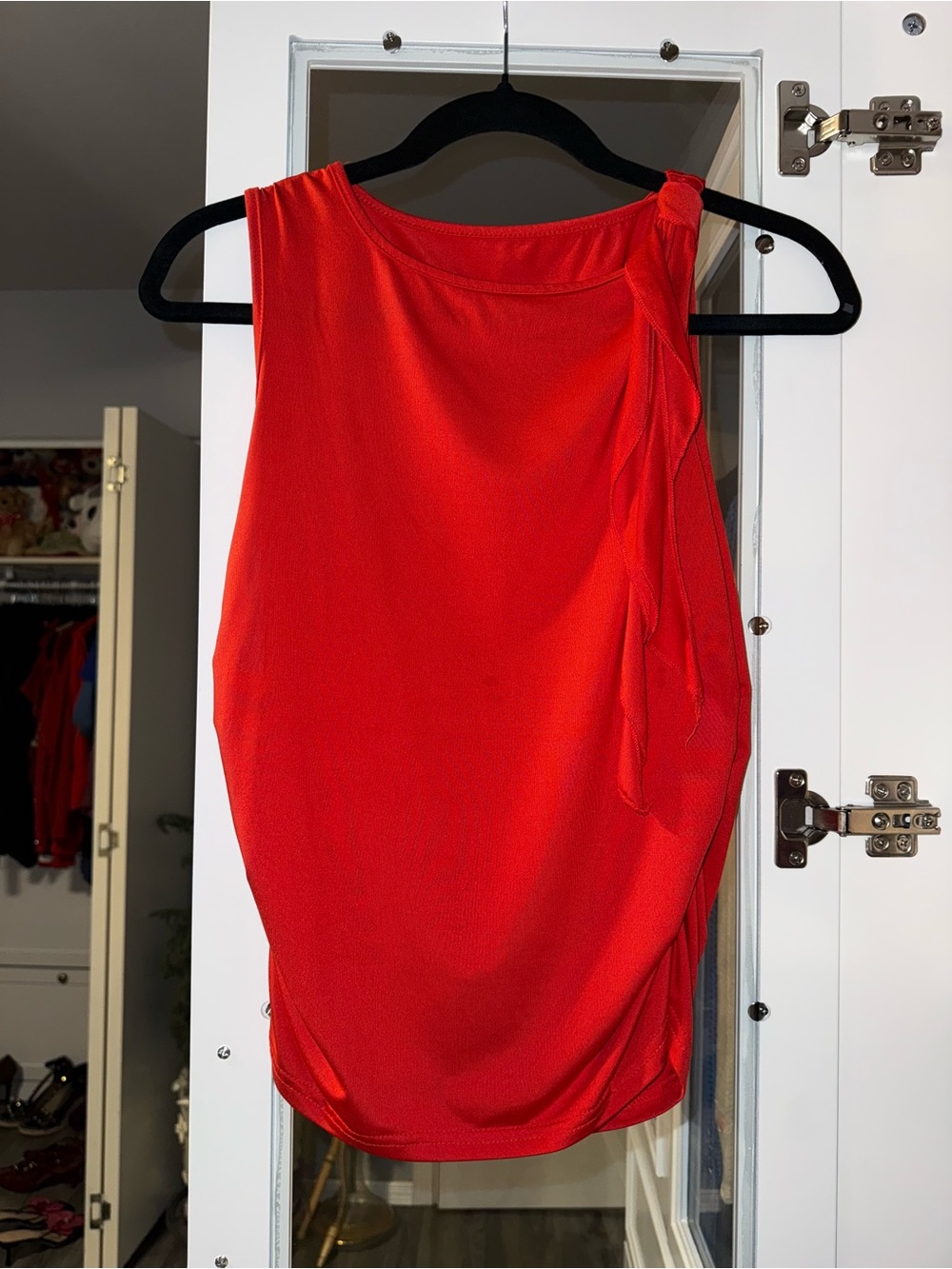Red Sleeveless Knot-Detail Women's Top